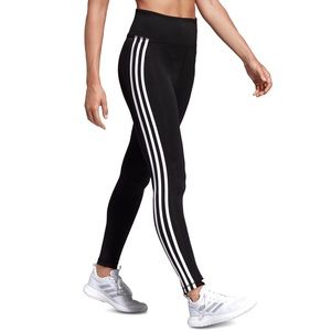 Adidas black white 3 stripes high waist leggings